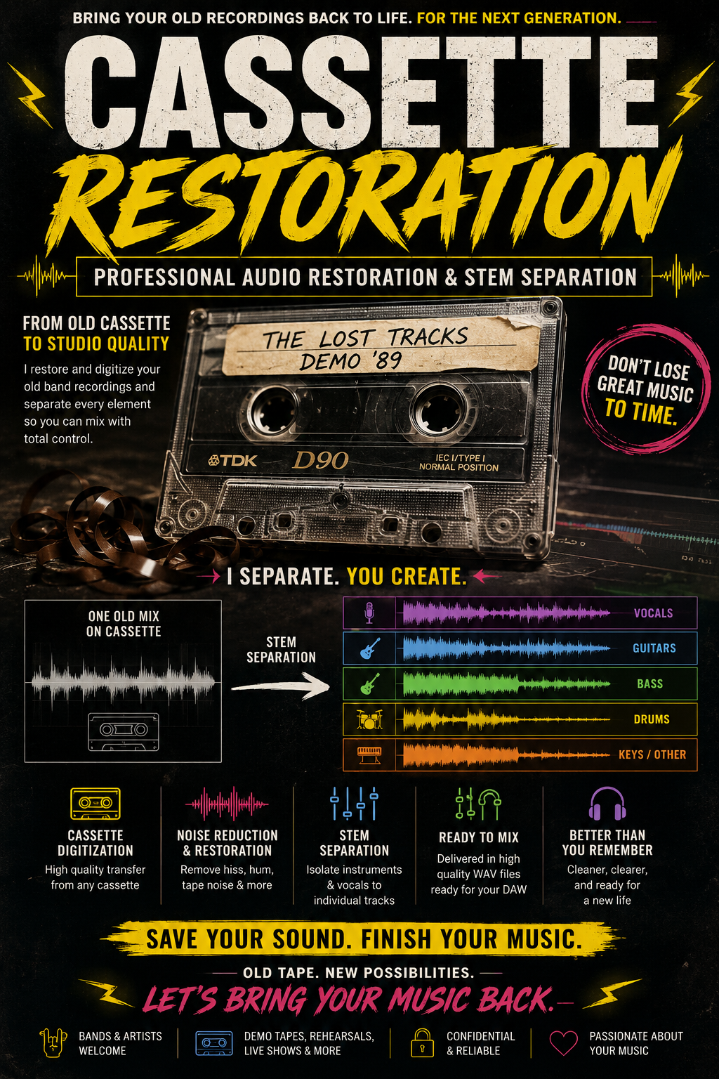 Cassette Restoration- Stem Separation & Mixing